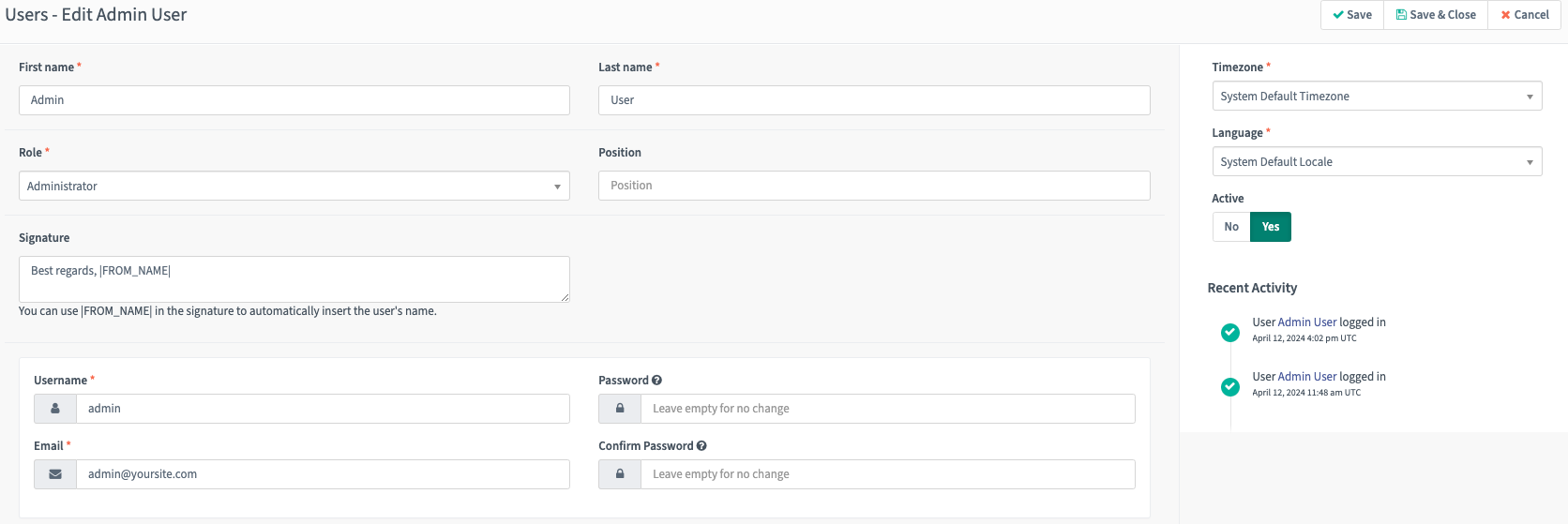 Screenshot showing Mautic Users