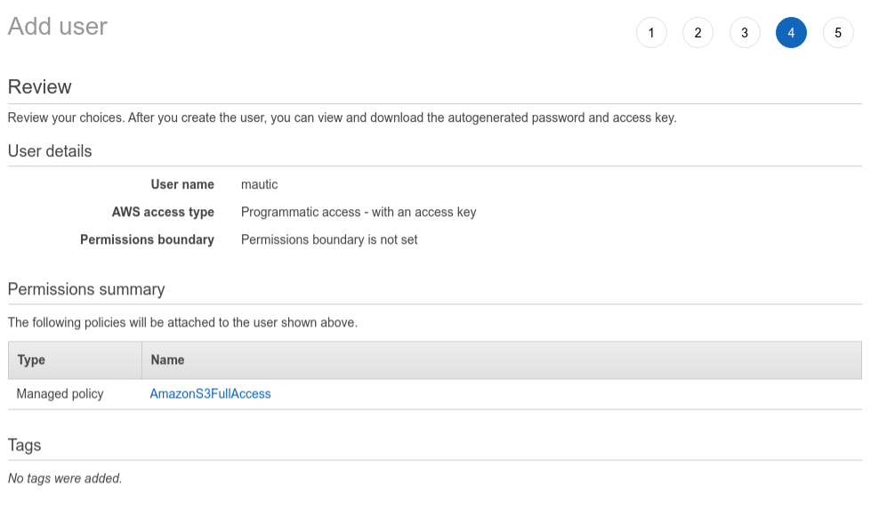 Screenshot of Amazon S3